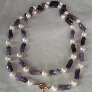 Amethyst and Pearl Necklace